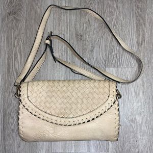 Light beige leather crossbody bag purse clutch removable strap